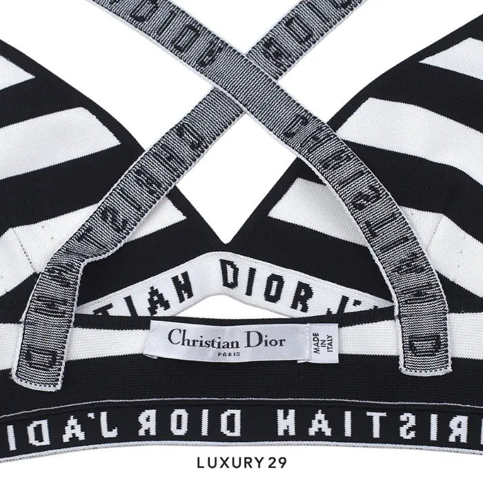 Dior J'adior Logo Striped Strap Bar Bralette DIOR