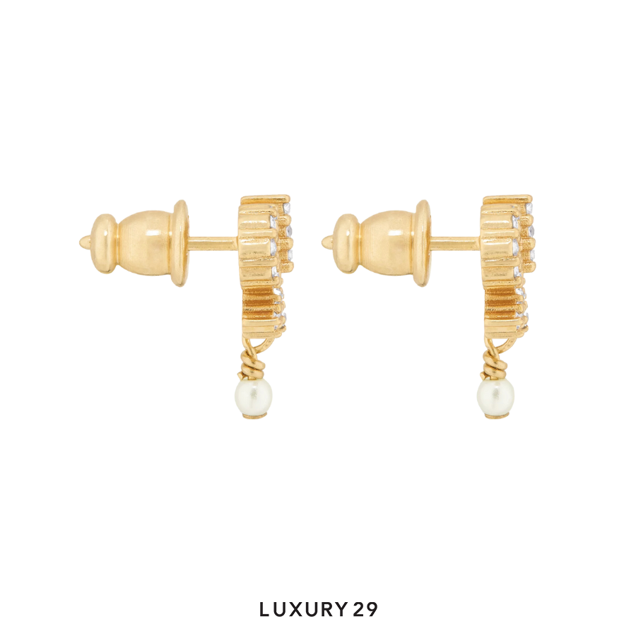 Dior Le Noeud de Dior Earrings Gold-Finish Metal with White Resin Pearls and Silver-Tone Crystals DIOR