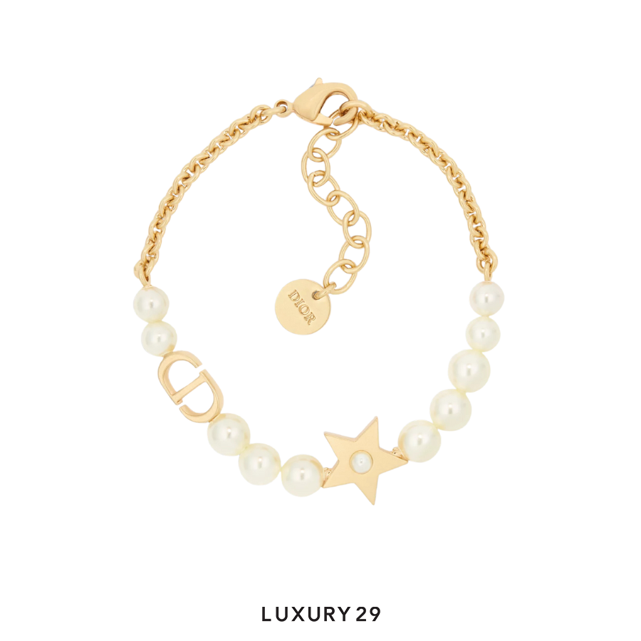 Dior Lucky Dior Bracelet Gold-Finish Metal and White Resin Pearls DIOR