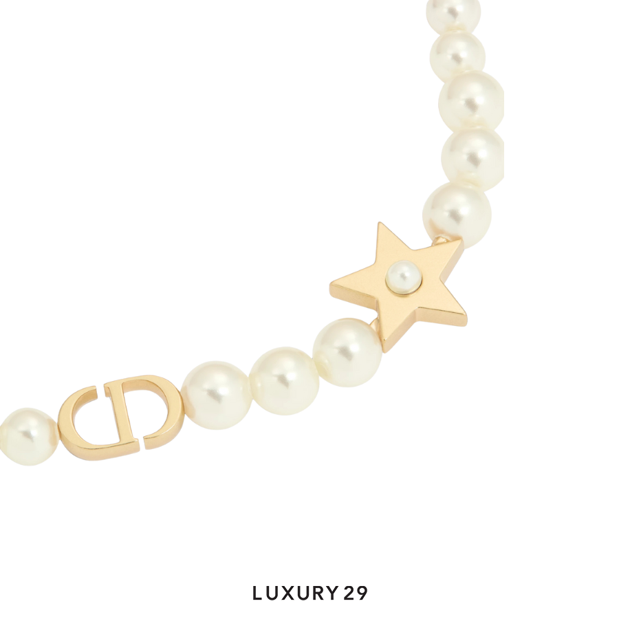 Dior Lucky Dior Bracelet Gold-Finish Metal and White Resin Pearls DIOR