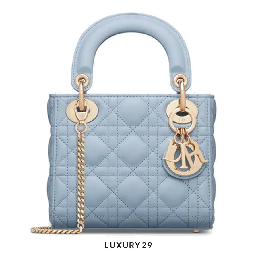 Dior Mini Lady Dior Bag Pale Blue Cannage Lambskin