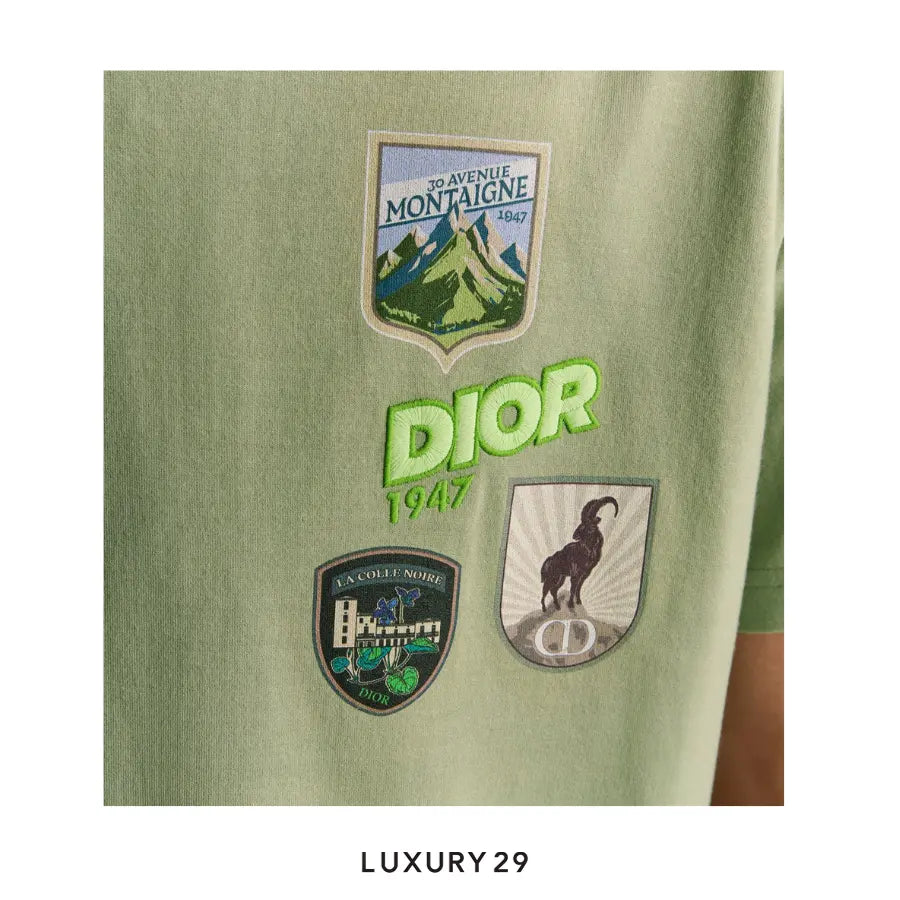 Dior Mountain T-Shirt Relaxed Fit Khaki Cotton Jersey