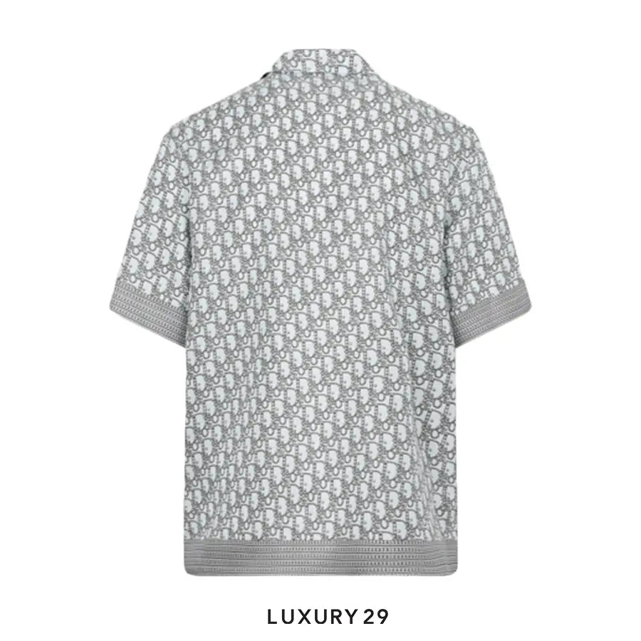 Dior Oblique Short-Sleeved Shirt Blue Silk Twill DIOR