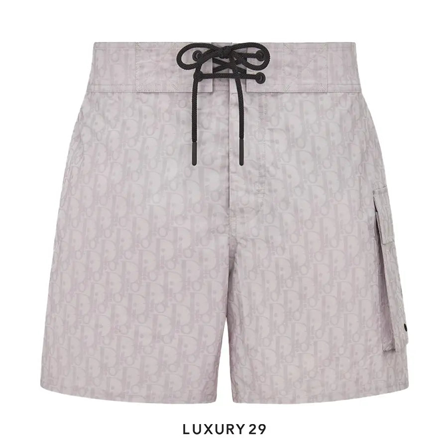 Dior Oblique Swim Shorts Pearl-Colored Technical Fabric