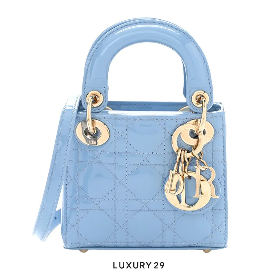 Dior Patent Cannage Micro Lady Dior Cornflower Blue