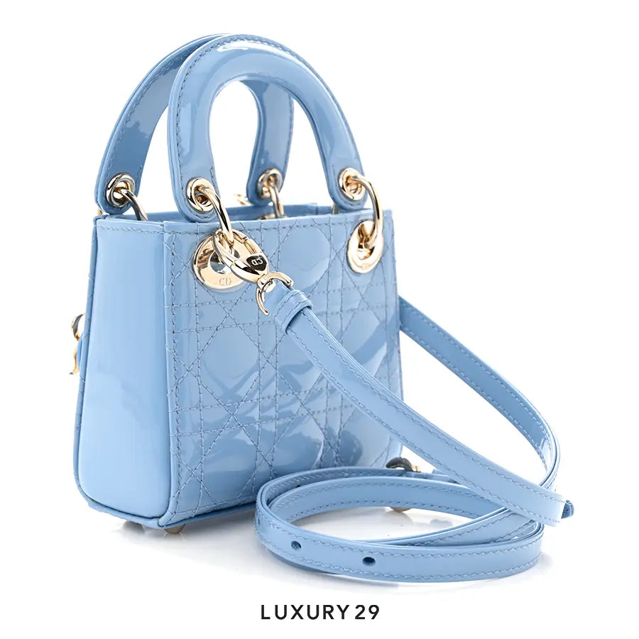 Dior Patent Cannage Micro Lady Dior Cornflower Blue DIOR