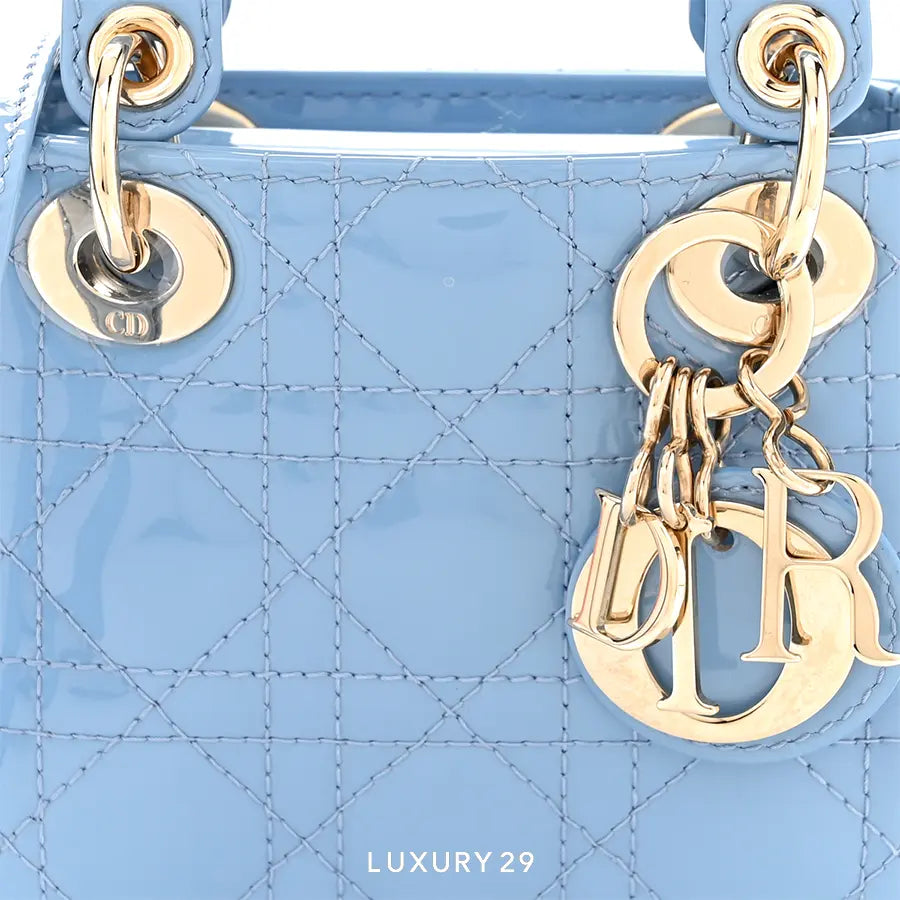Dior Patent Cannage Micro Lady Dior Cornflower Blue DIOR