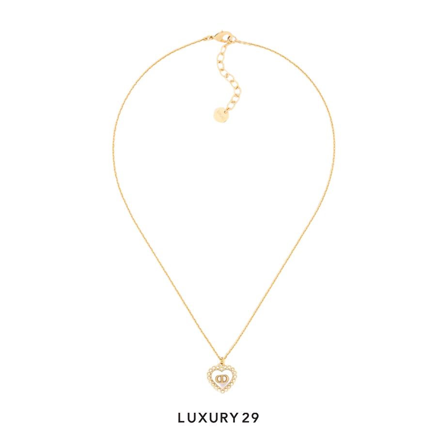 Dior Petit CD Baroque Necklace Gold-Finish Metal with White Resin Pearls and White Mother-of-Pearl-Effect Glass DIOR Luxury29