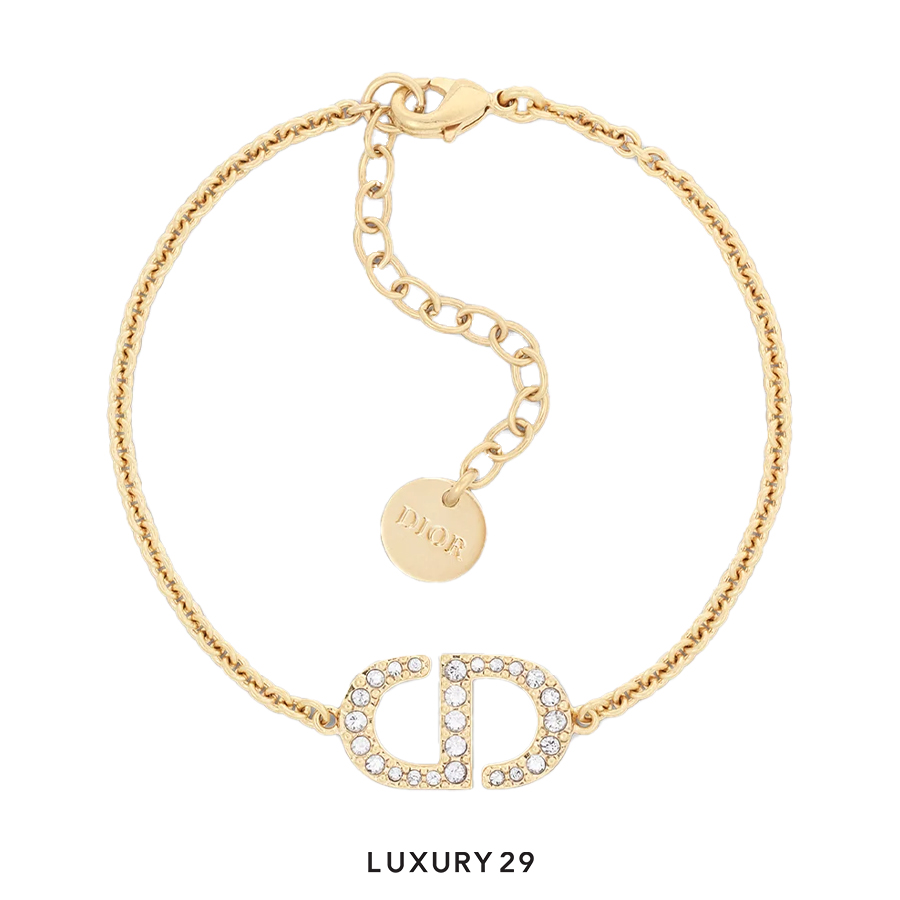 Dior Petit CD Bracelet Gold-Finish Metal and Silver-Tone Crystals DIOR