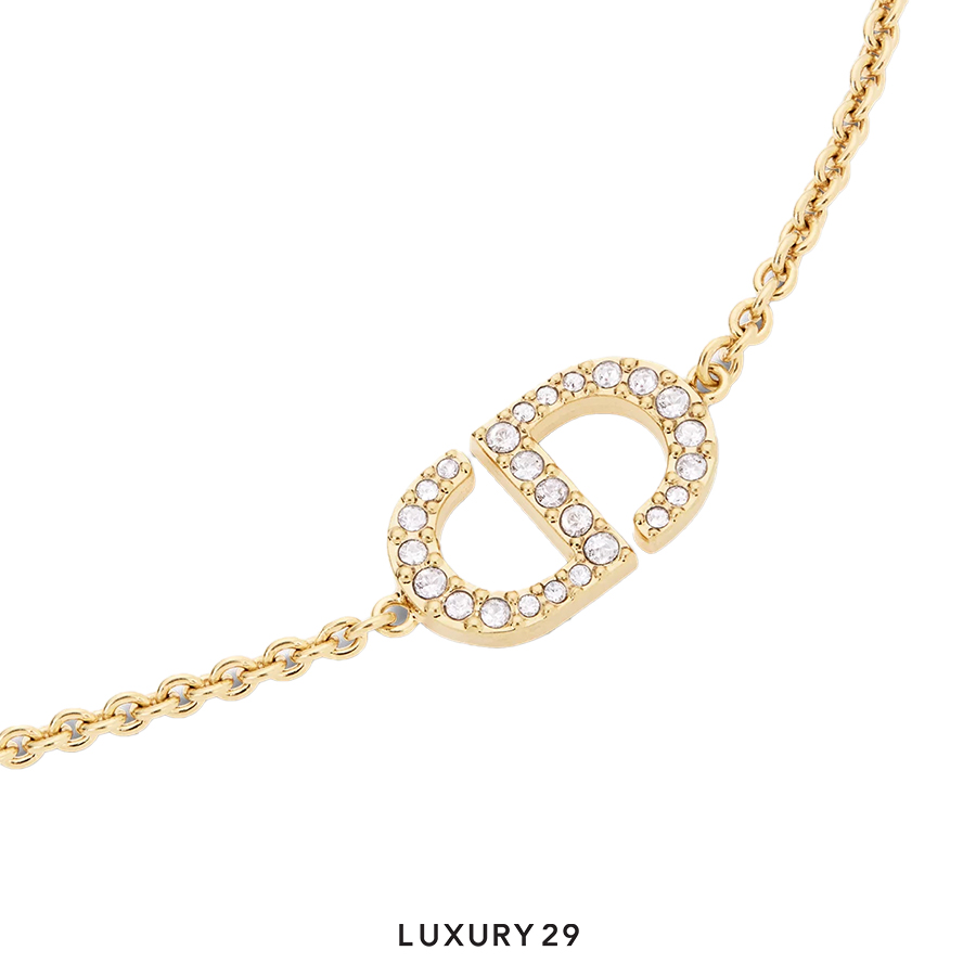 Dior Petit CD Bracelet Gold-Finish Metal and Silver-Tone Crystals DIOR