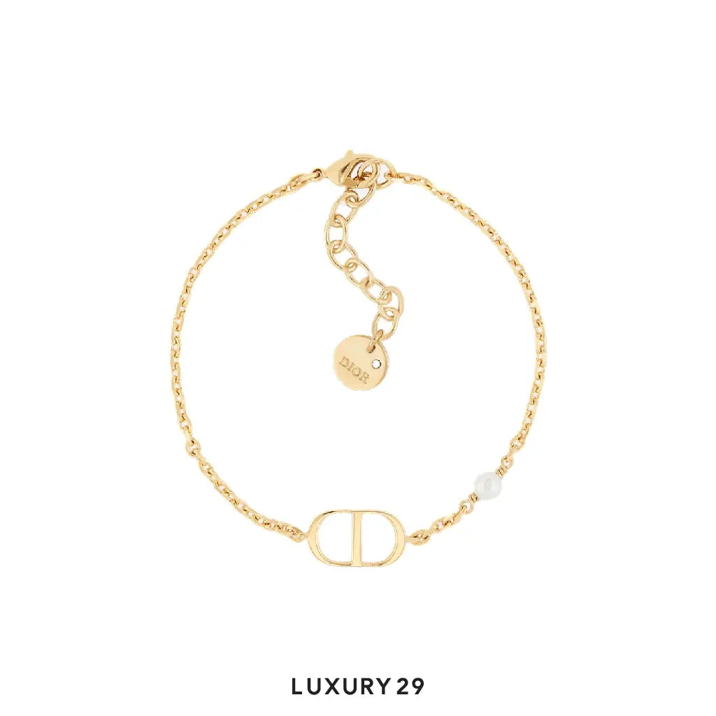 Dior Petit CD Bracelet Gold-Finish Metal and White Resin Pearl