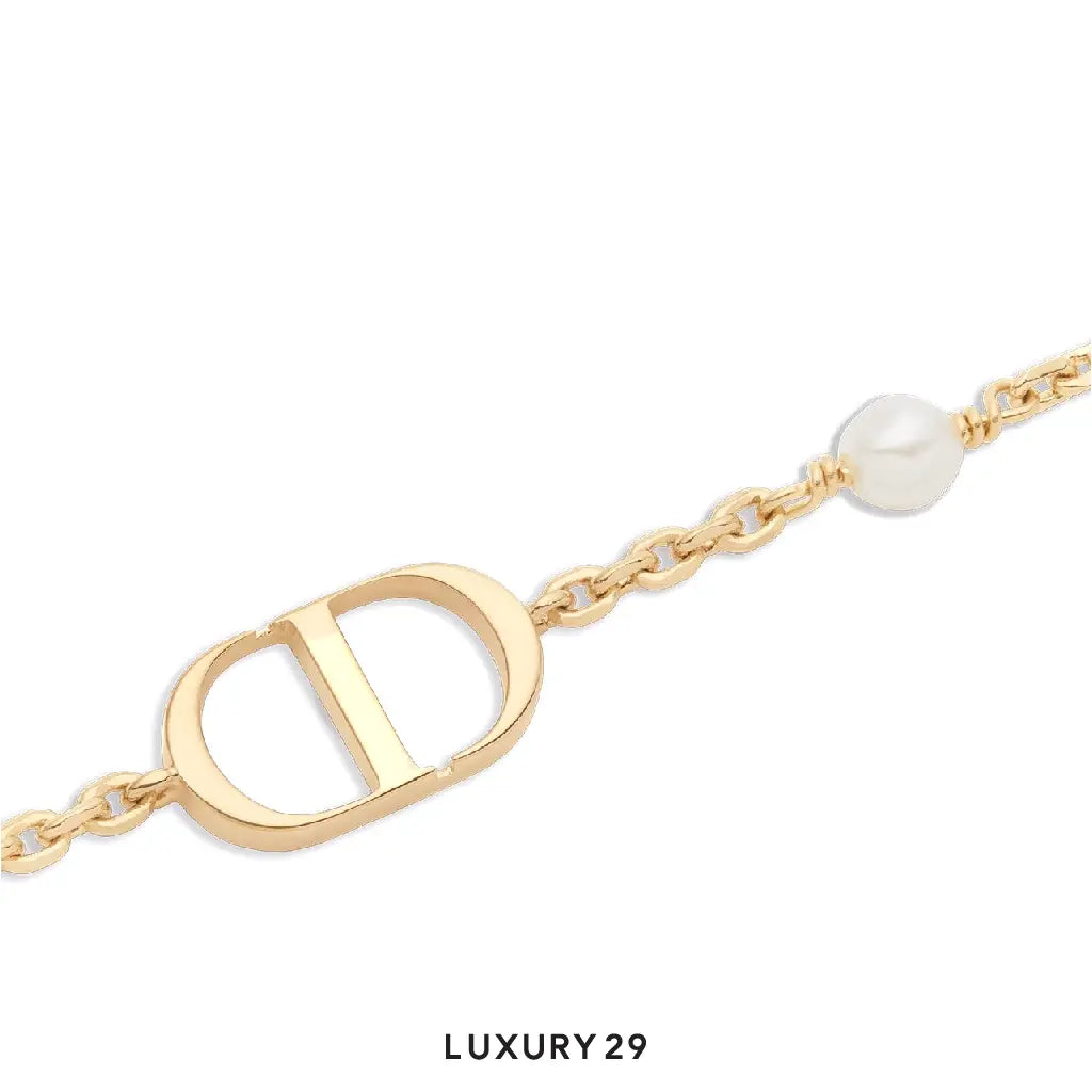 Dior Petit CD Bracelet Gold-Finish Metal and White Resin Pearl DIOR