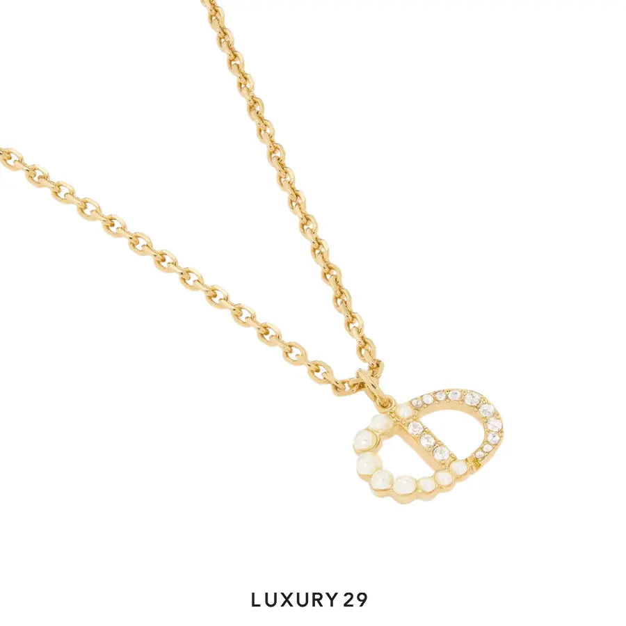 Dior Petit CD Duo Necklace Gold-plated metal, white resin pearls