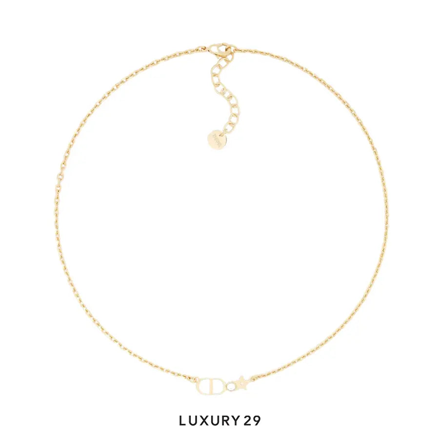 Dior Petit CD Lucky Star Necklace Gold-Finish Metal and Silver-Tone Crystal DIOR Luxury29