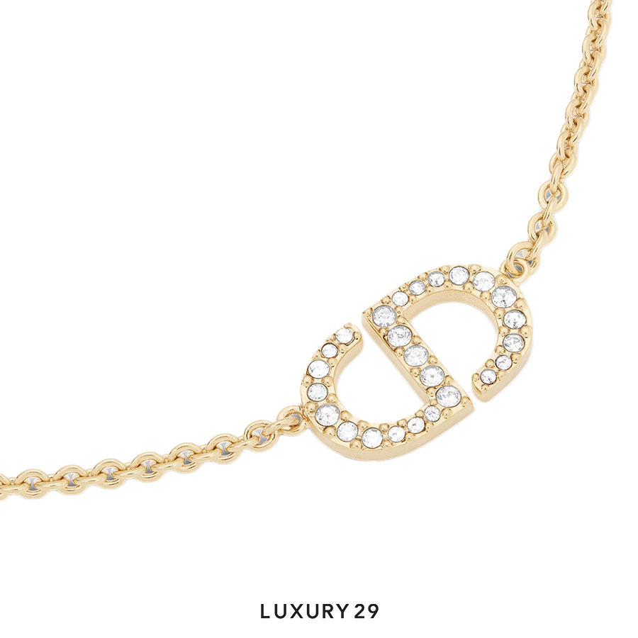 Dior Petit CD Necklace Gold-Finish Metal and Silver-Tone Crystals DIOR