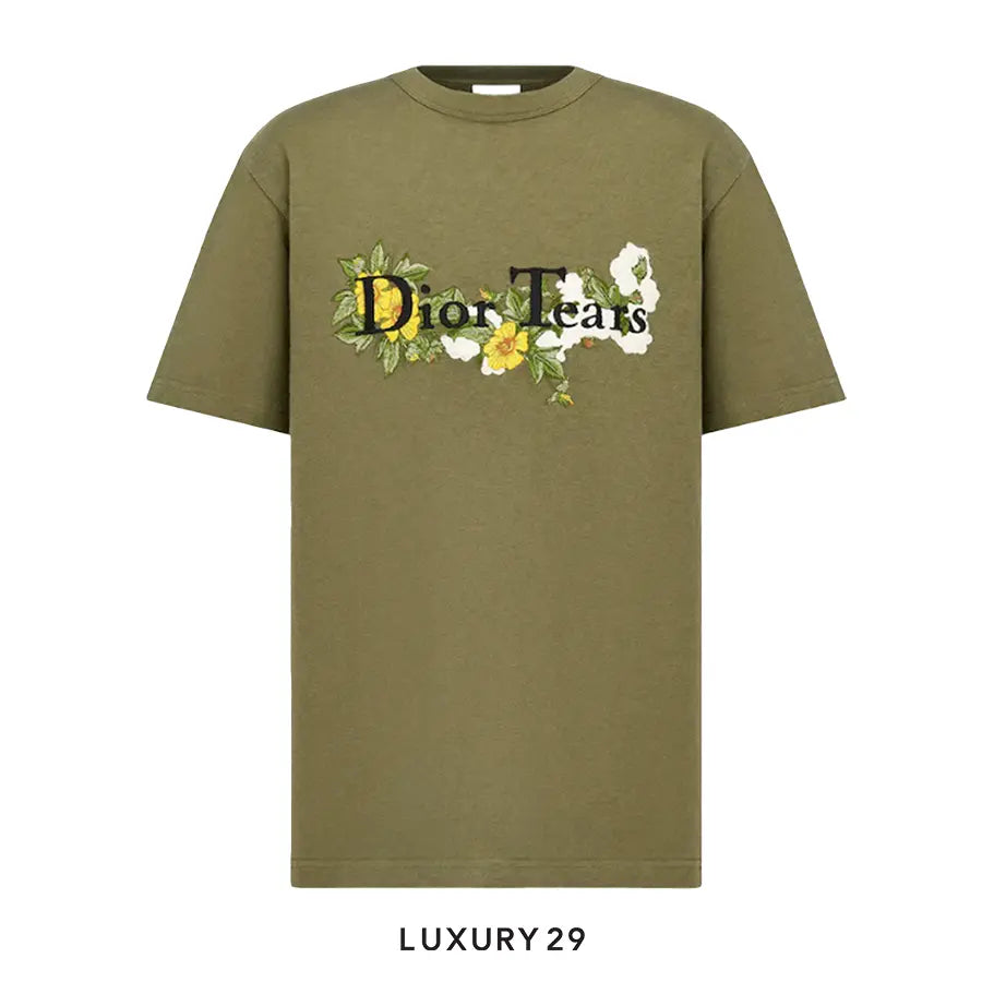 Dior Relaxed-Fit TEARS T-Shirt Khaki Cotton Slub Jersey DIOR Luxury29