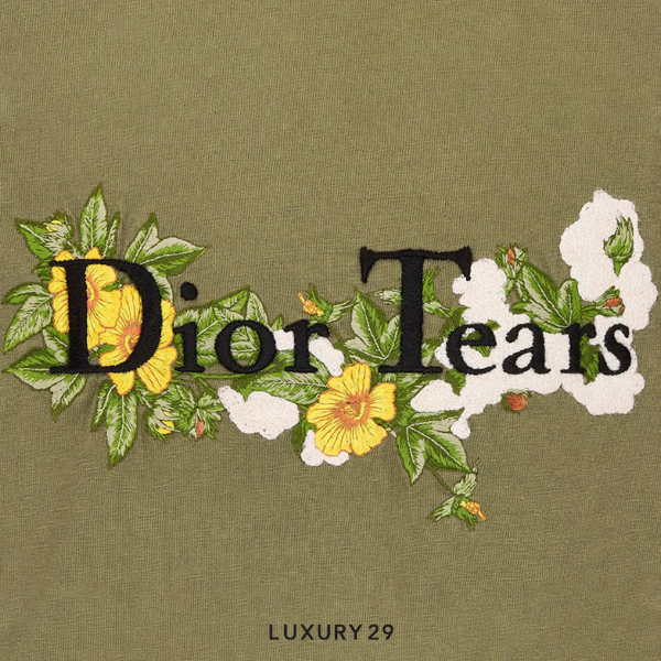 Dior Relaxed-Fit TEARS T-Shirt Khaki Cotton Slub Jersey DIOR