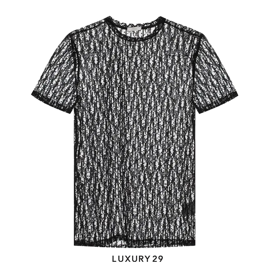 Dior Sheer Oblique T-Shirt Navy DIOR Luxury29