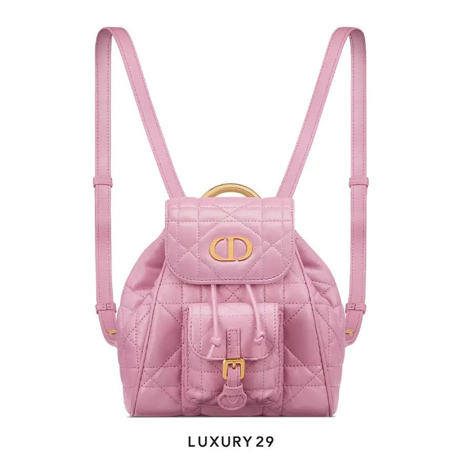 Dior Small Dior Caro Backpack Hydrangea Pink Macrocannage Lambskin