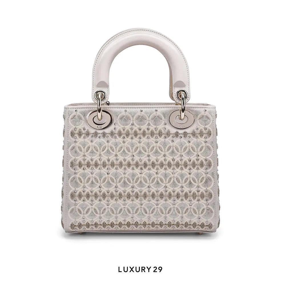 Dior Small Lady Bag Calfskin Embroidered with Gold-Tone Beads DIOR