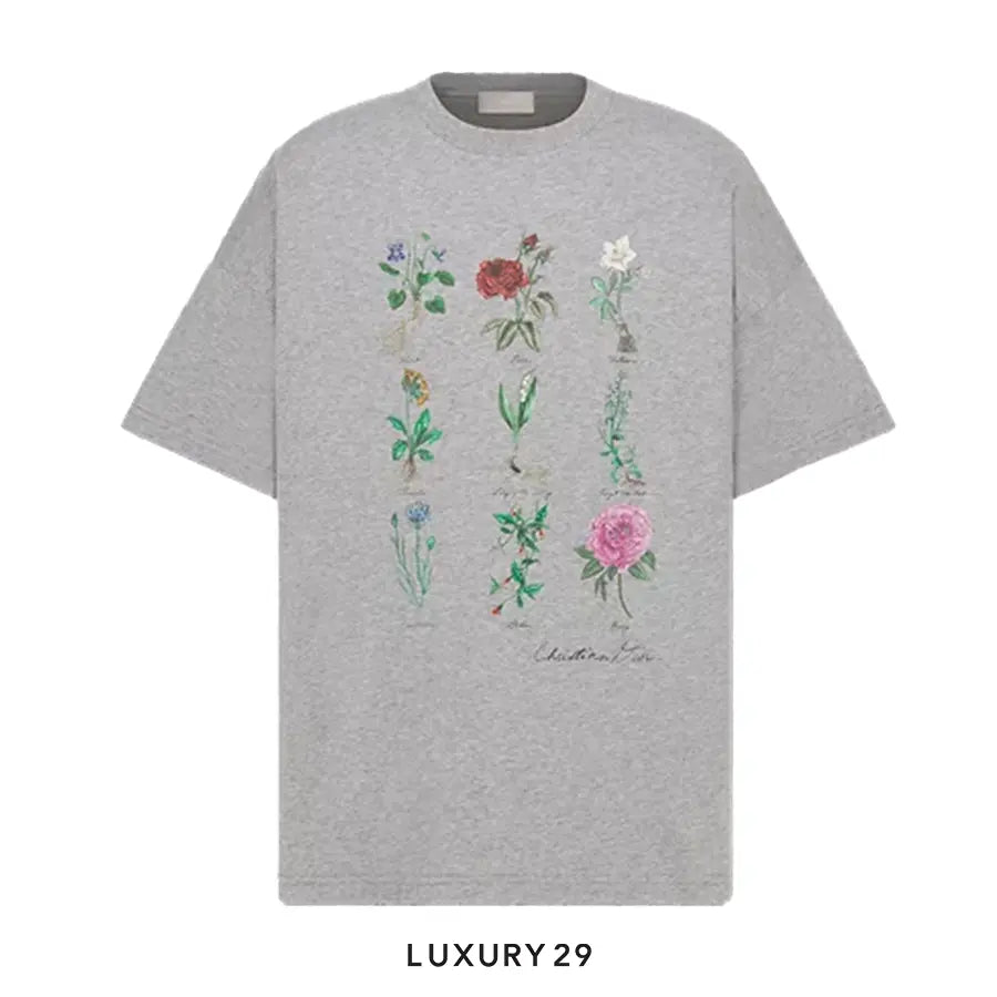 Dior T-Shirt Gray Slub Cotton Jersey