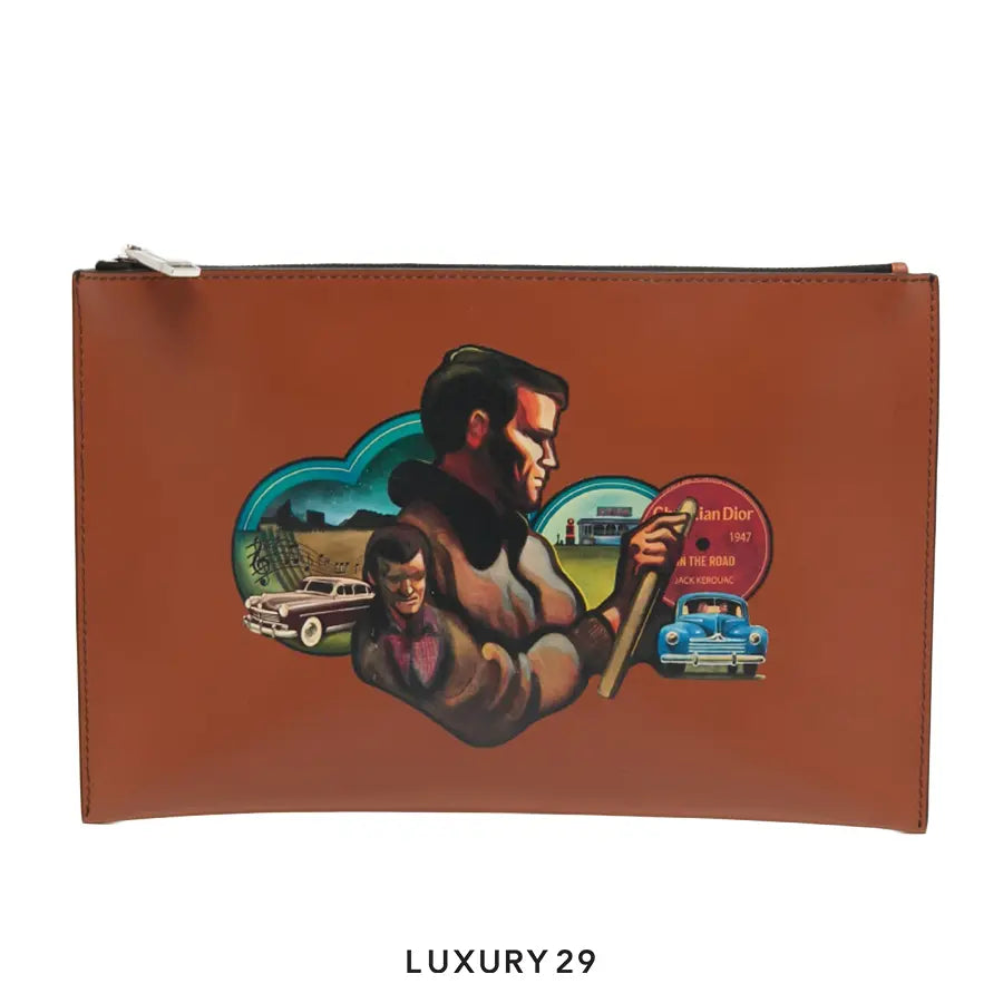 Dior Tan Leather On The Road Painted Clutch Bag DIOR