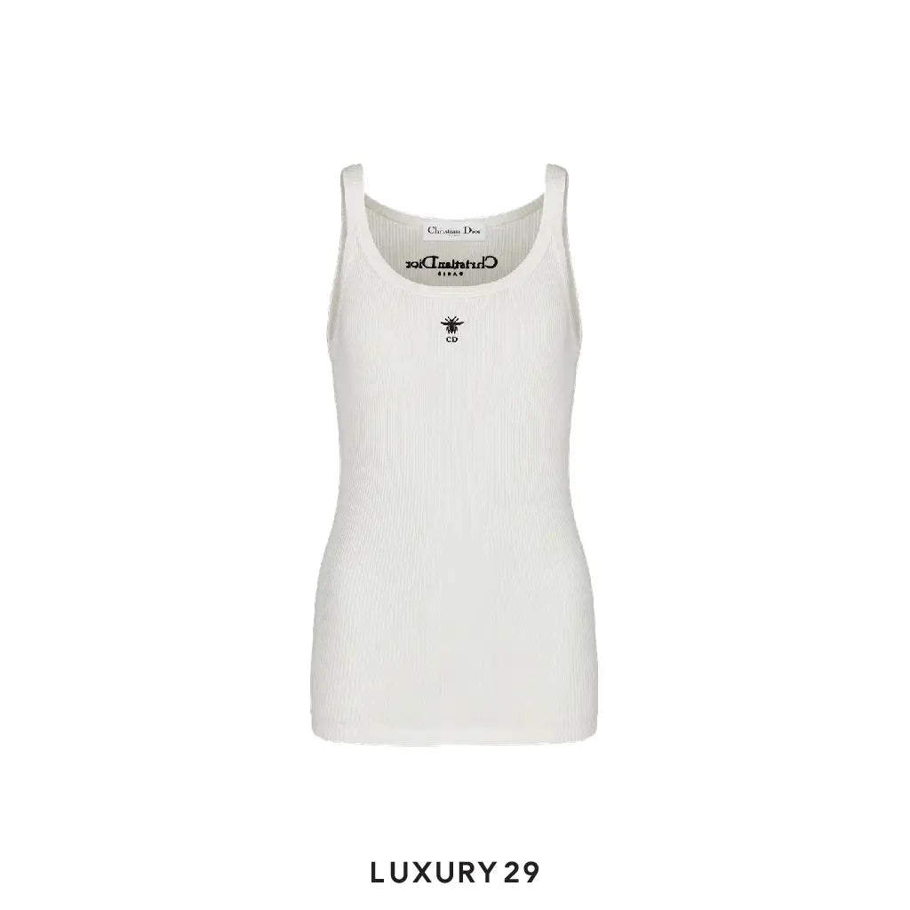 Dior Tank Top Ribbed Cotton Jersey White