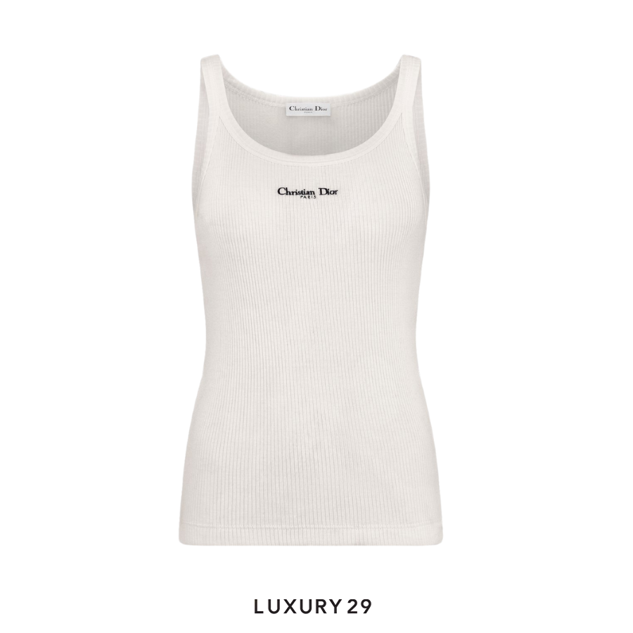 Dior Tank Top Ribbed Cotton Jersey White DIOR Luxury29