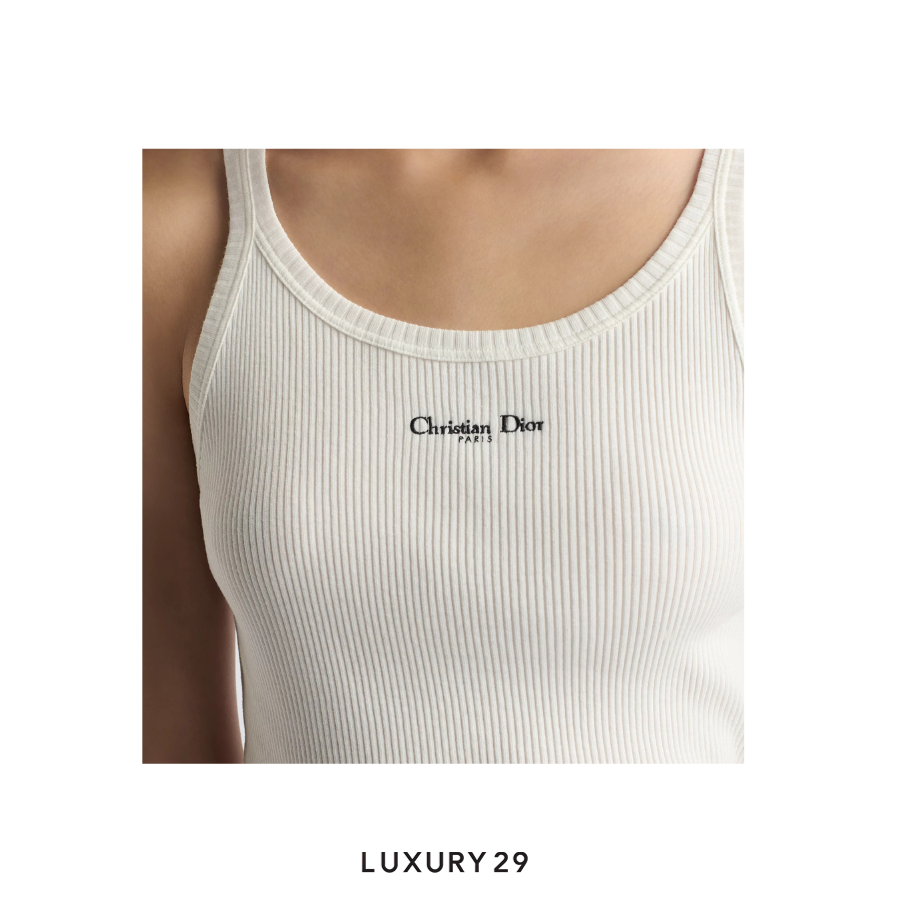 Dior Tank Top Ribbed Cotton Jersey White DIOR Luxury29