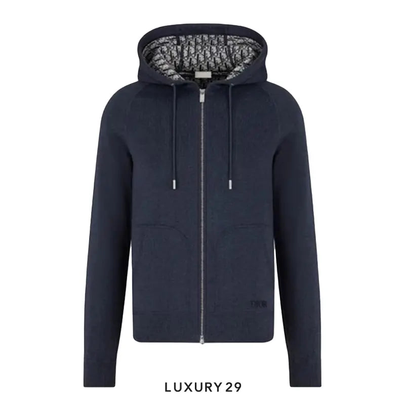 Dior Track Jacket Navy Blue Cotton Knit and Cashmere