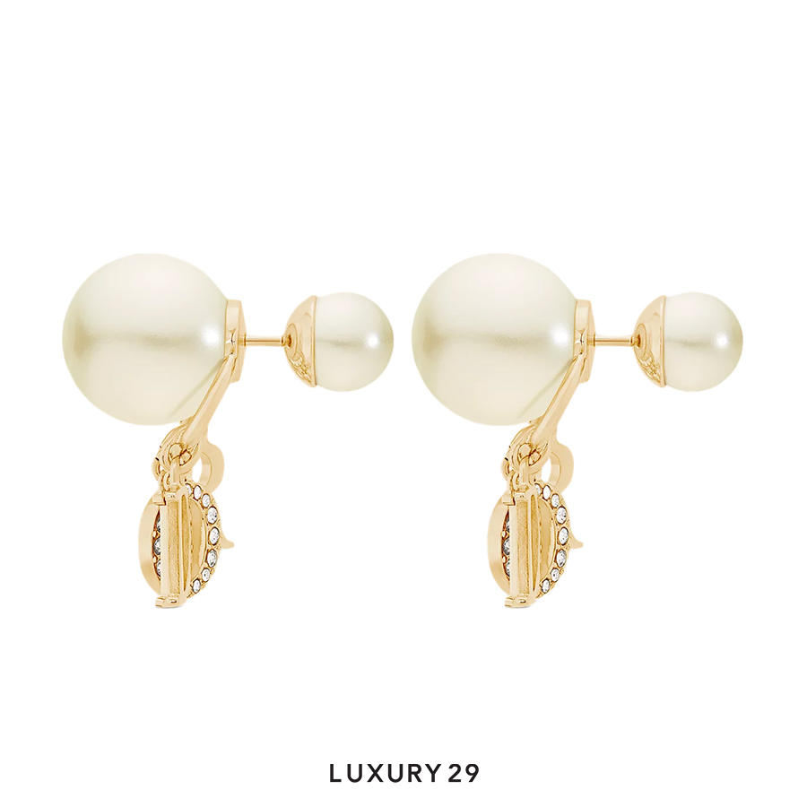 Dior Tribales Earrings Gold-Finish Metal, White Resin Pearls and White Crystals DIOR