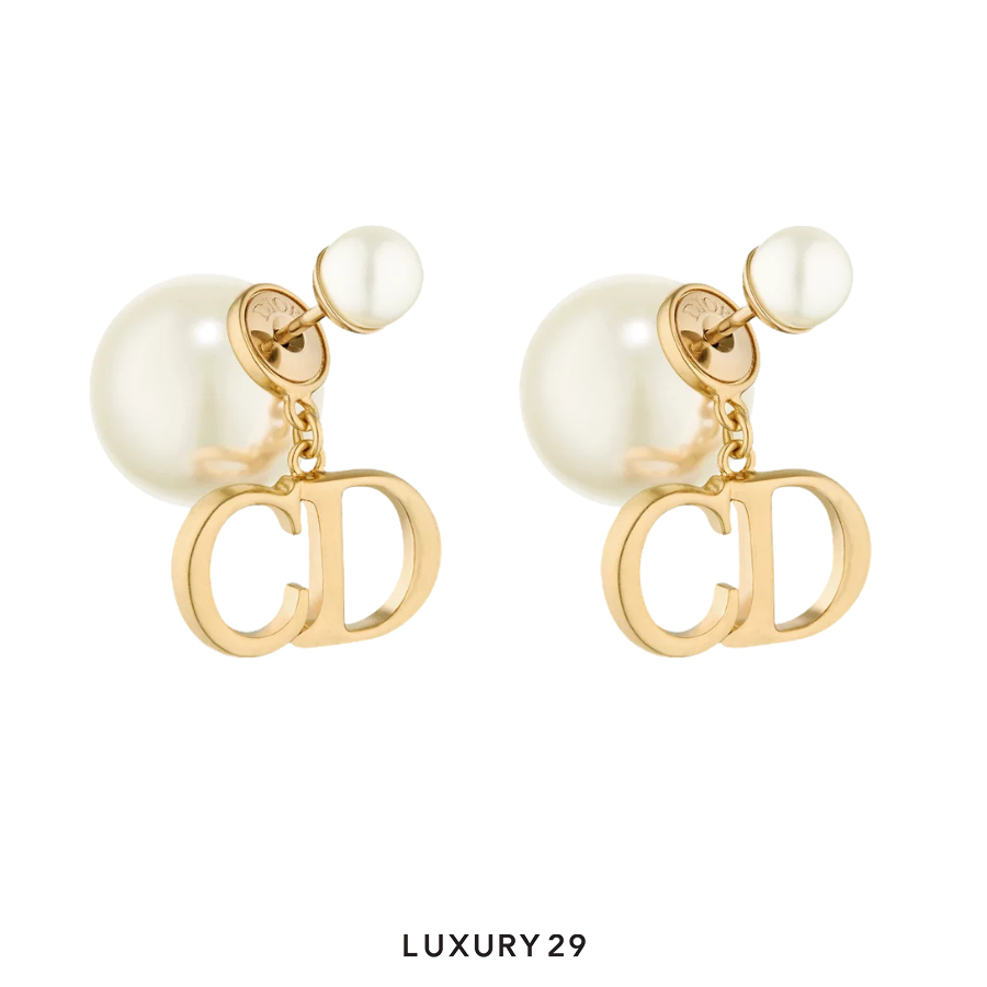 Dior Tribales Earrings Gold-Finish Metal and White Resin Pearls DIOR Luxury29