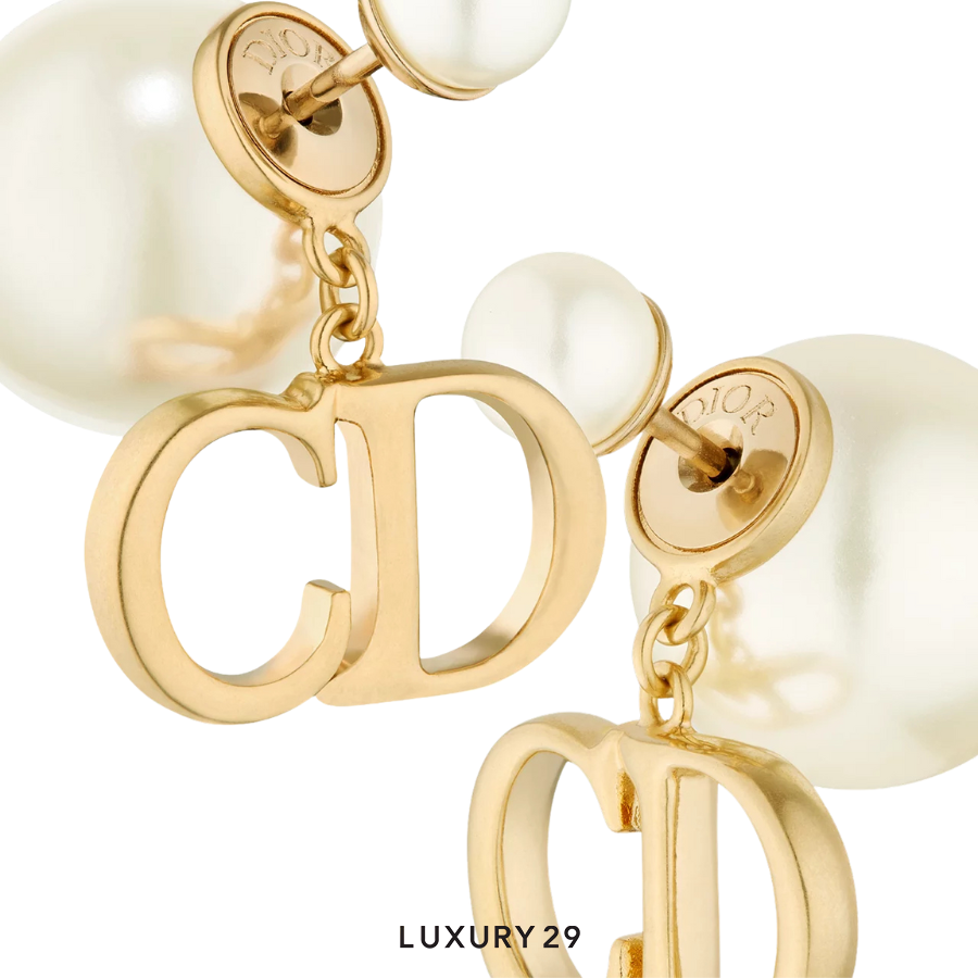 Dior Tribales Earrings Gold-Finish Metal and White Resin Pearls DIOR Luxury29