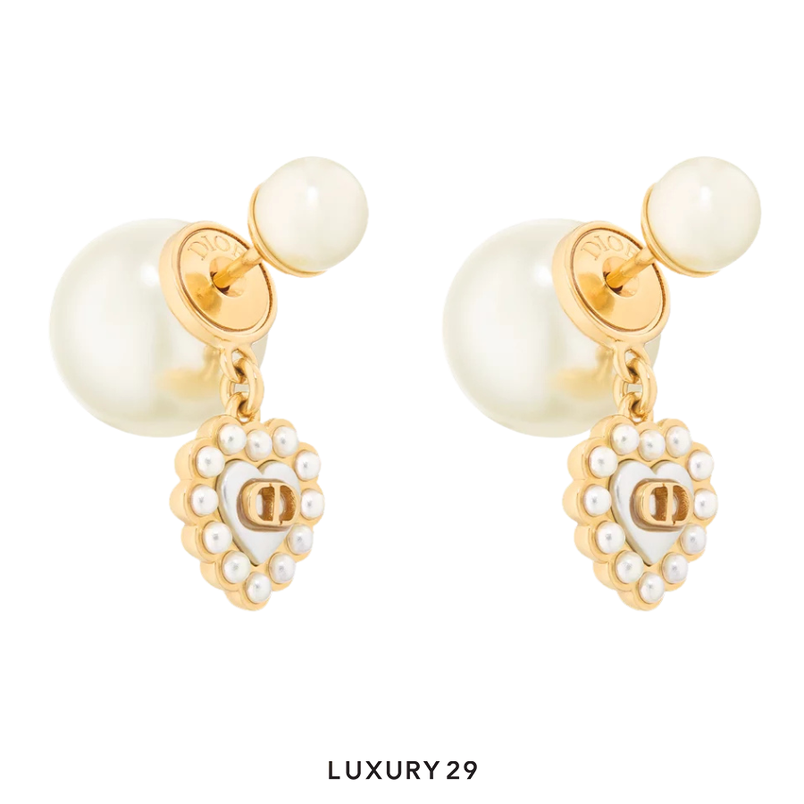 Dior Tribales Earrings Gold-Finish Metal with White Resin Pearls and White Mother-of-Pearl-Effect Glass DIOR Luxury29
