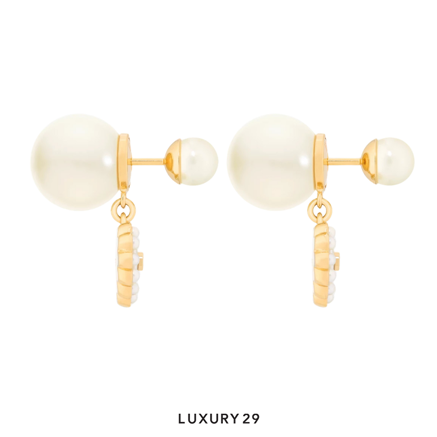 Dior Tribales Earrings Gold-Finish Metal with White Resin Pearls and White Mother-of-Pearl-Effect Glass DIOR Luxury29