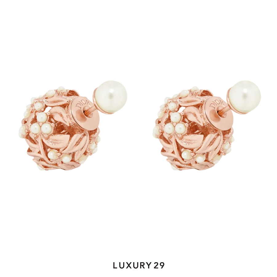 Dior Tribales Earrings Pink-Finish Metal and White Resin Pearls DIOR Luxury29