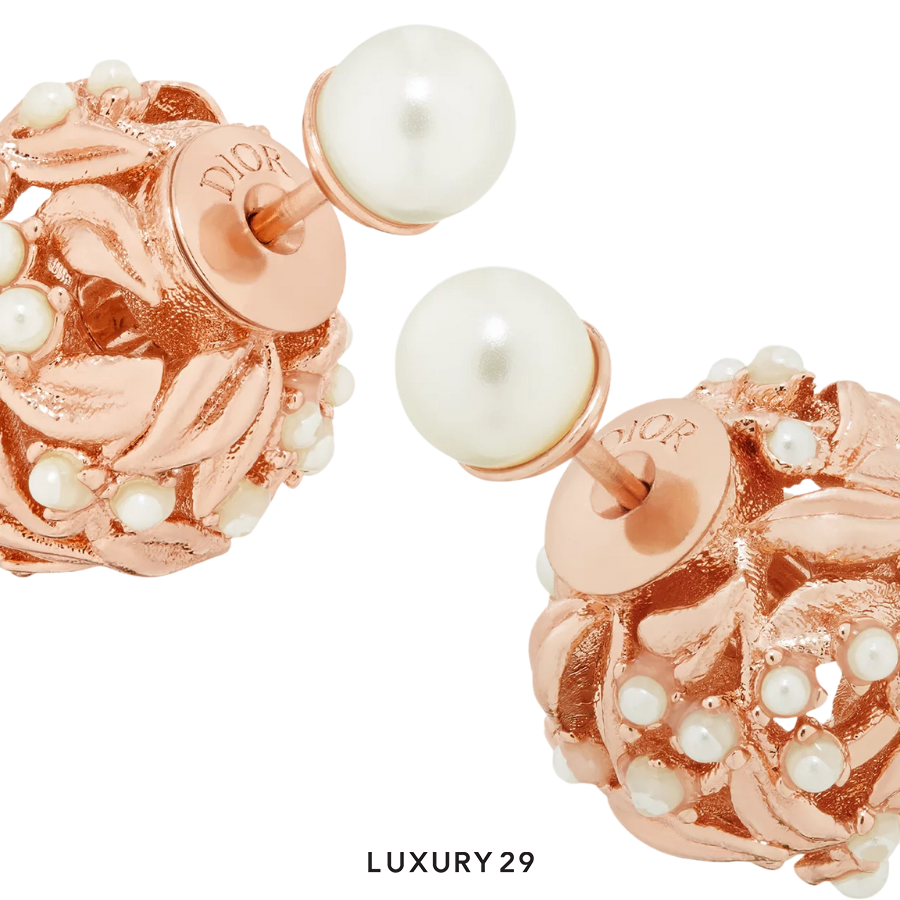 Dior Tribales Earrings Pink-Finish Metal and White Resin Pearls DIOR Luxury29