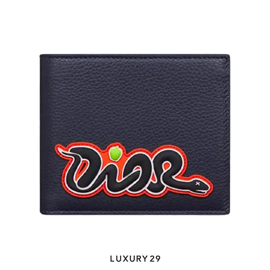 Dior and Kaws Bifold Wallet Red/Navy Blue