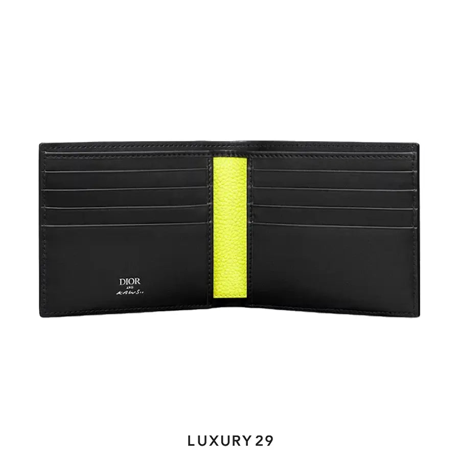 Dior and Kaws Bifold Wallet Yellow/Black DIOR
