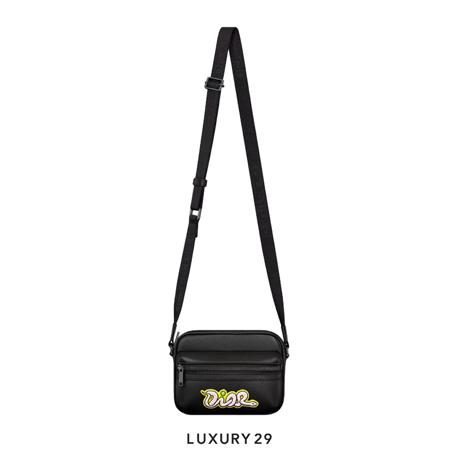 Dior and Kaws Mini Rider 2.0 Zipped Messenger bag Yellow/Black DIOR