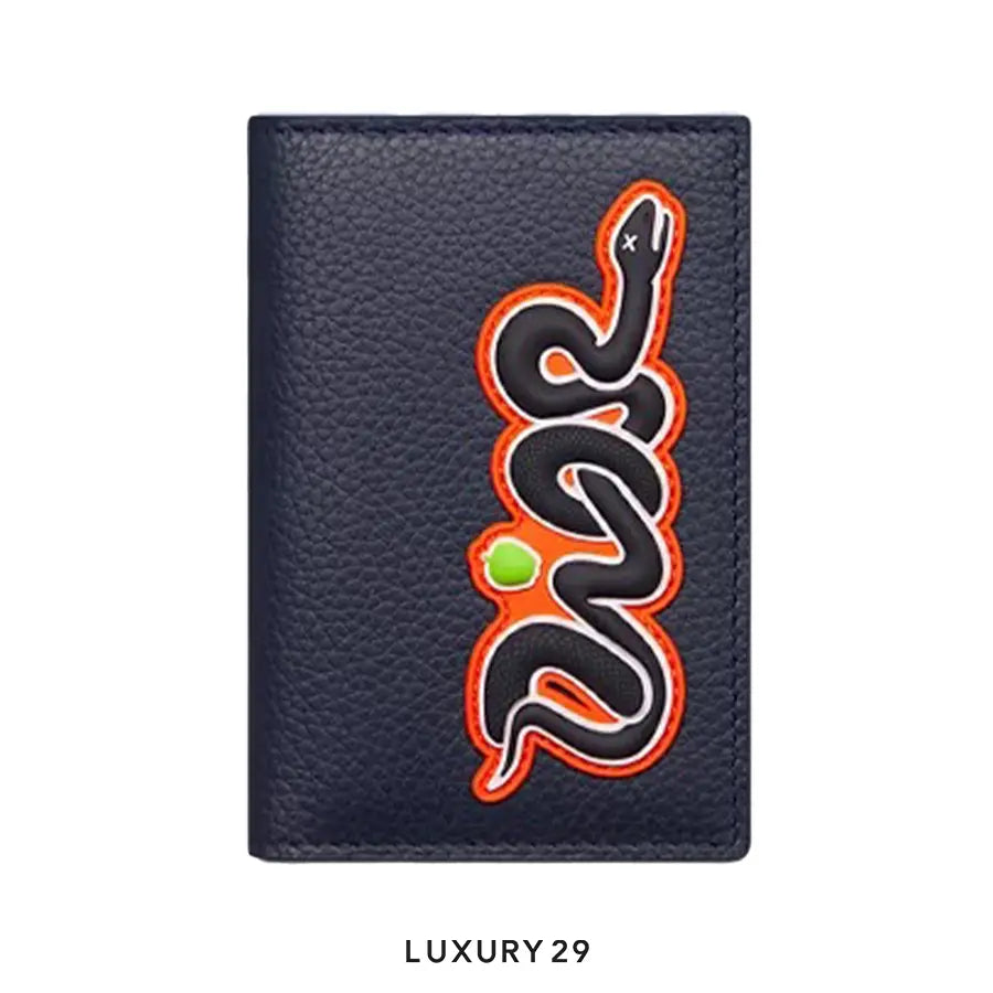 Dior and Kaws Vertical Bifold Card Holder Red/Navy Blue