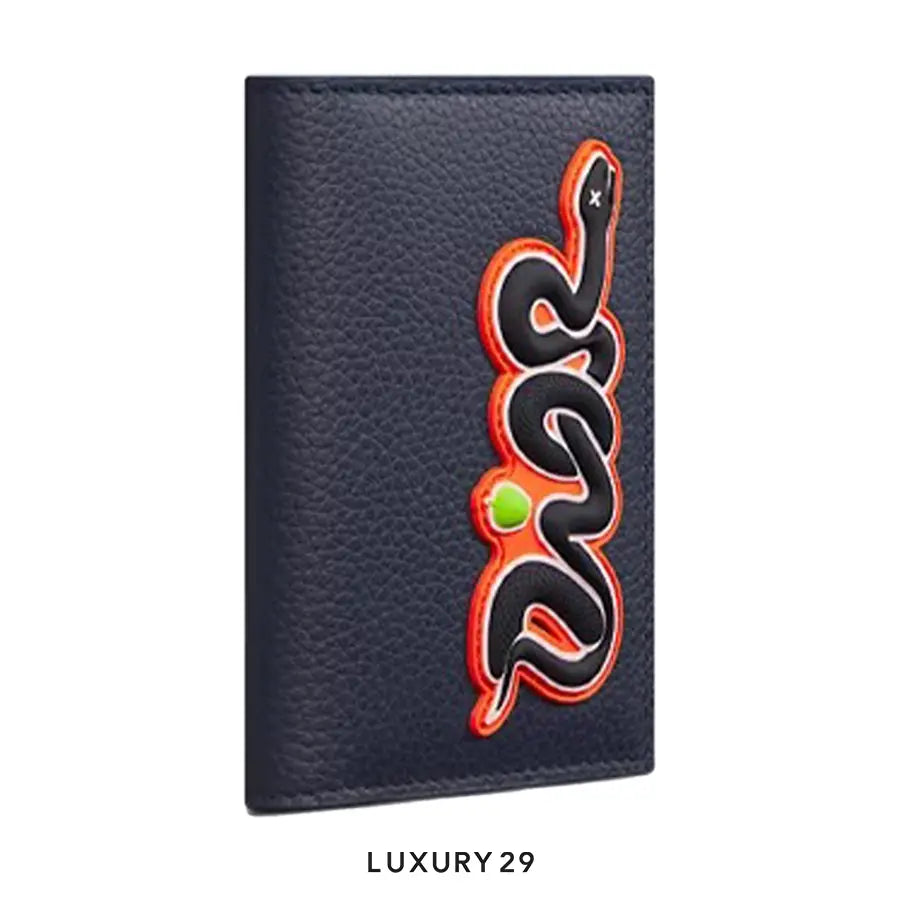 Dior and Kaws Vertical Bifold Card Holder Red/Navy Blue