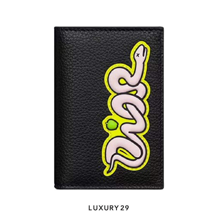 Dior and Kaws Vertical Bifold Card Holder Yellow/Black