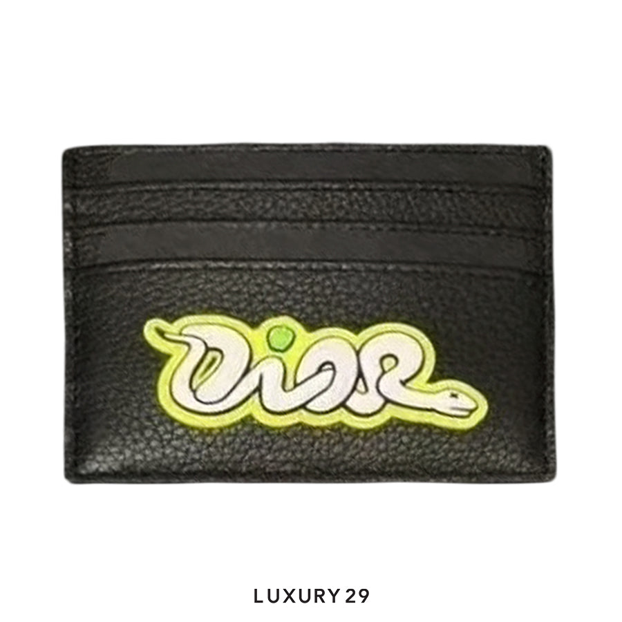 Dior and Kaws Vertical Bifold Card Holder Yellow/Black DIOR