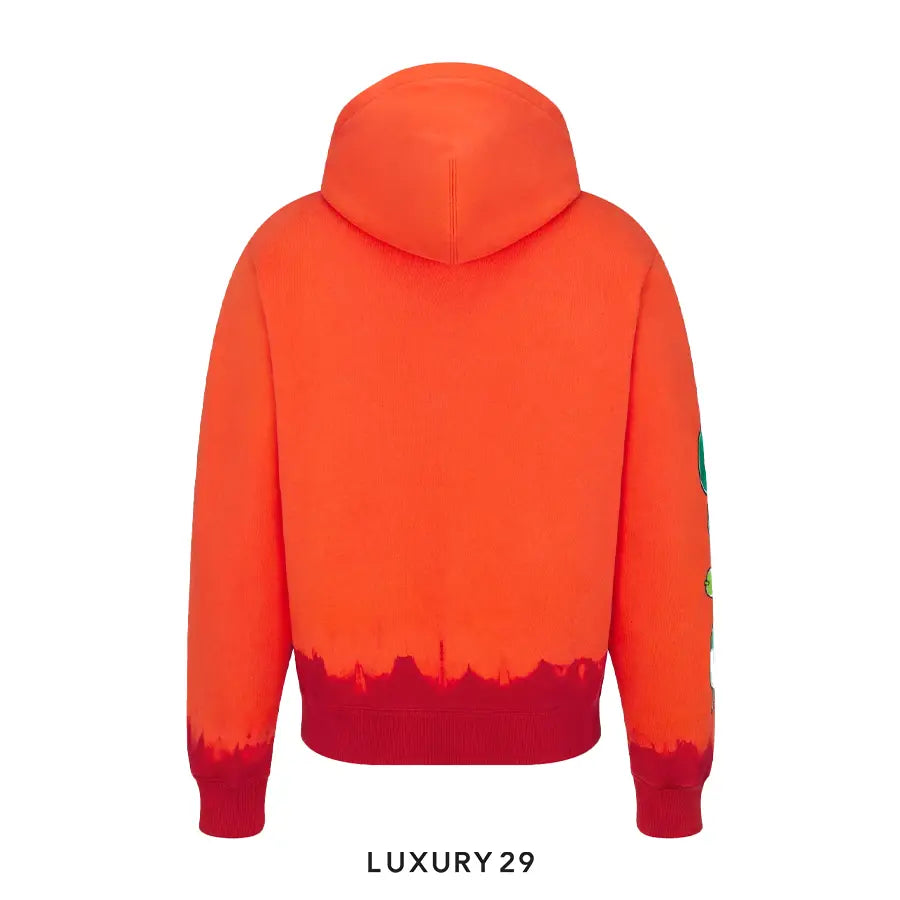 Dior x Kaws Cotton Fleece Hooded Sweatshirt Orange Red DIOR