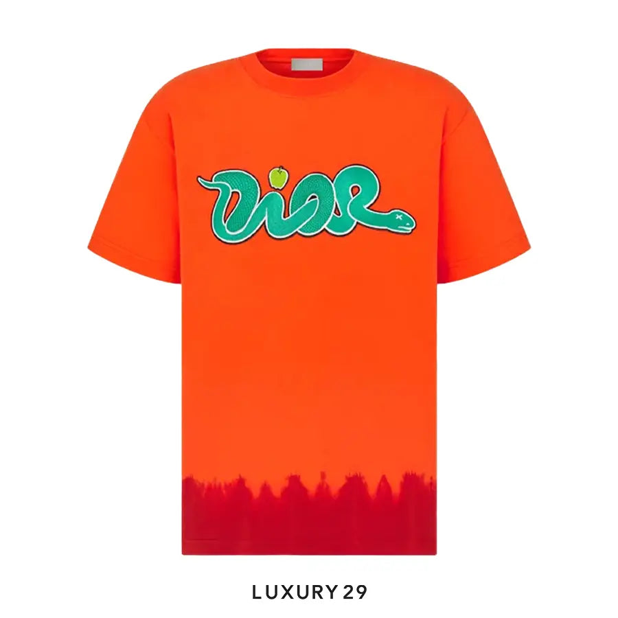 Dior x Kaws Cotton Jersey T-Shirt Orange Red
