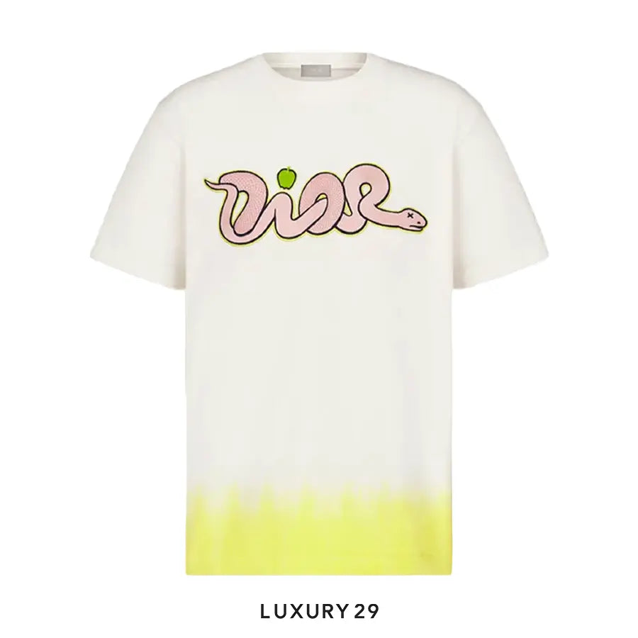 Dior x Kaws Cotton Jersey T-Shirt White Yellow