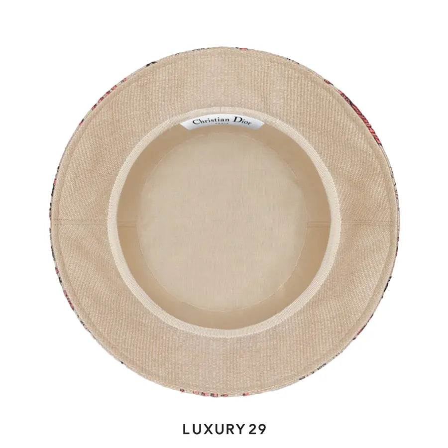 Dioriviera D-Bobby Toile de Jouy Soleil Small Brim Bucket Hat Coral and Beige Embroidery DIOR