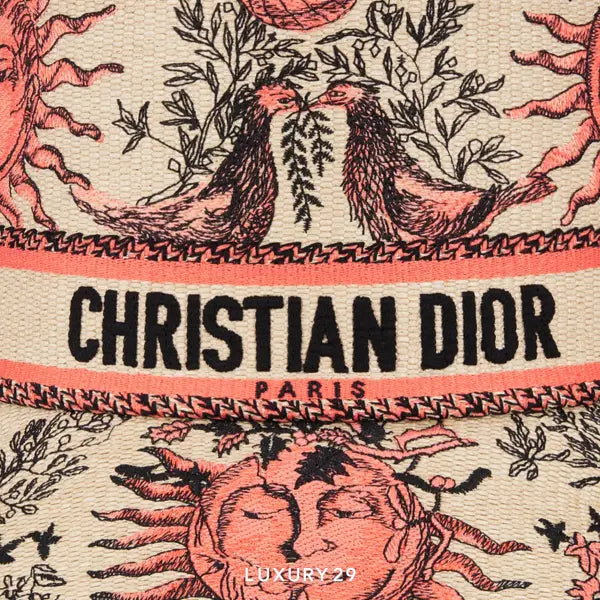 Dioriviera D-Bobby Toile de Jouy Soleil Small Brim Bucket Hat Coral and Beige Embroidery DIOR