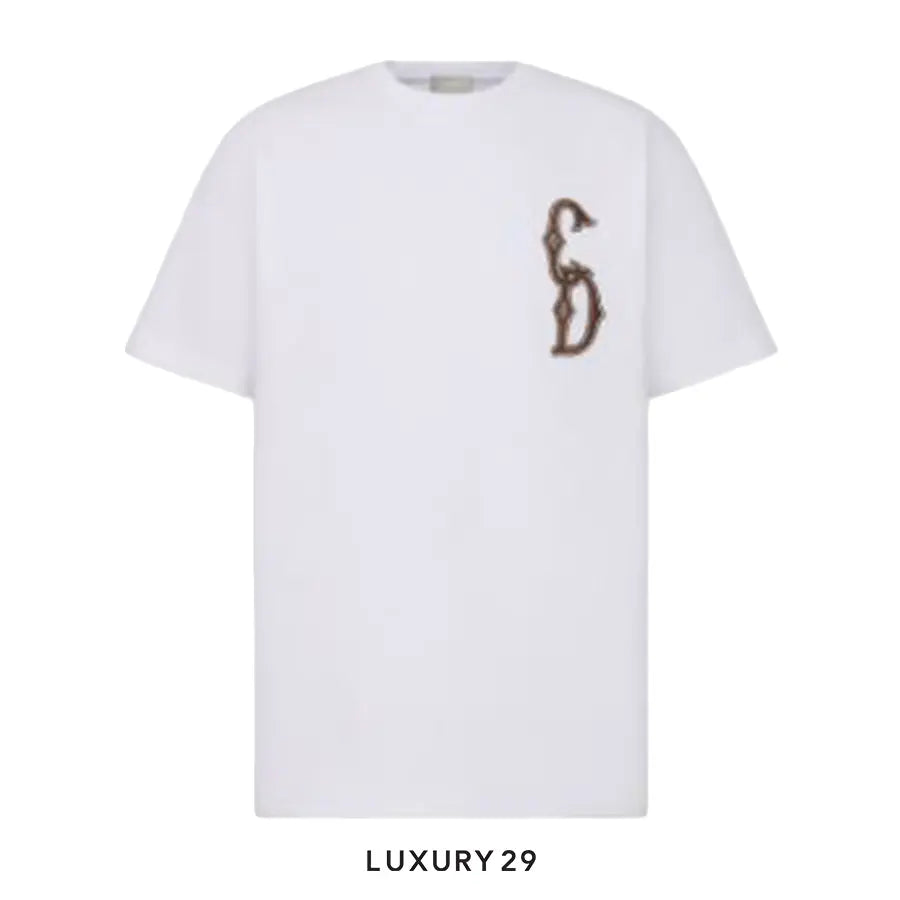 Dior CD Interlaced Relaxed-Fit T-Shirt White Organic Cotton Jersey